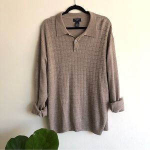 Dockers oversized brown long sleeve collar pullover sweater large